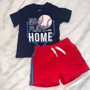 2-Piece Carter's Set - No Plate Like Home Baseball T-shirt & Shorts - 6M
